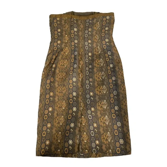 RALPH LAUREN 100% Silk & Gold Crane Tapestry Sleeveless Dress 10 - Picture 2 of 11